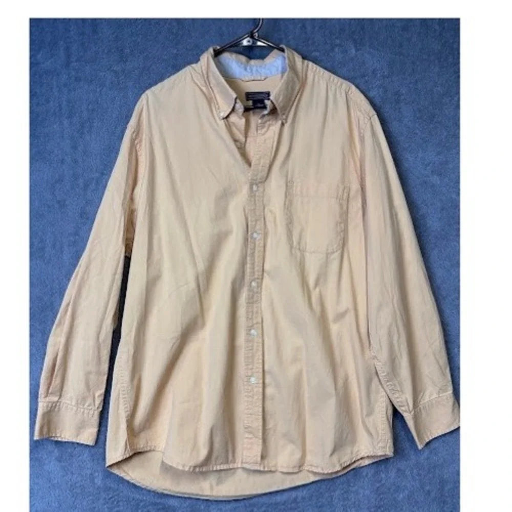 Saddlebred XL Button Down‎ Shirt Long Sleeve Peach Casual Menswear